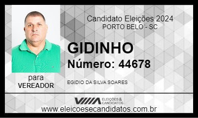 Candidato GIDINHO 2024 - PORTO BELO - Eleições