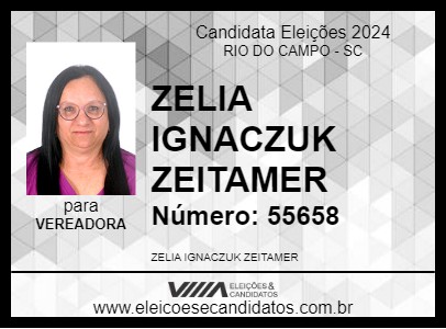 Candidato ZELIA IGNACZUK ZEITAMER 2024 - RIO DO CAMPO - Eleições