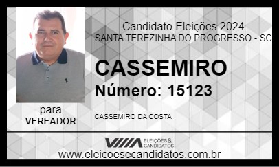 Candidato CASSEMIRO DA COSTA 2024 - SANTA TEREZINHA DO PROGRESSO - Eleições