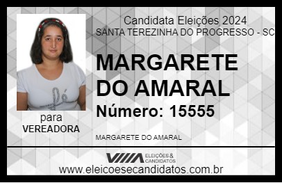 Candidato MARGARETE DO AMARAL 2024 - SANTA TEREZINHA DO PROGRESSO - Eleições