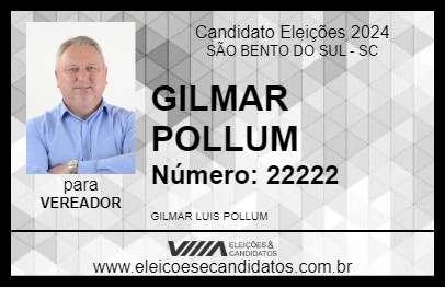 Candidato GILMAR POLLUM 2024 - SÃO BENTO DO SUL - Eleições