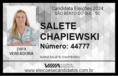 Candidato SALETE CHAPIEWSKI 2024 - SÃO BENTO DO SUL - Eleições