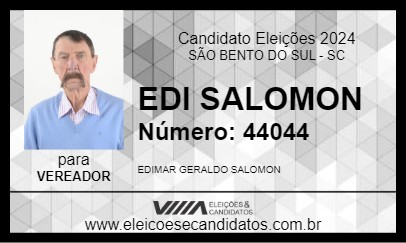 Candidato EDI SALOMON 2024 - SÃO BENTO DO SUL - Eleições