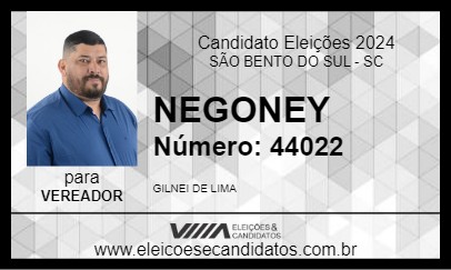 Candidato NEGONEY 2024 - SÃO BENTO DO SUL - Eleições