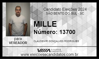 Candidato MILLE 2024 - SÃO BENTO DO SUL - Eleições