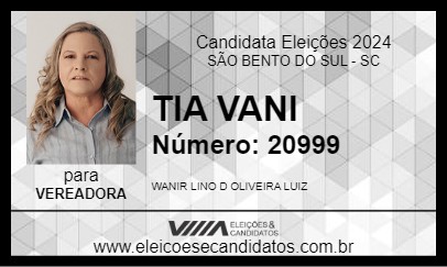 Candidato TIA VANI 2024 - SÃO BENTO DO SUL - Eleições