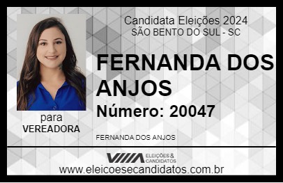 Candidato FERNANDA DOS ANJOS 2024 - SÃO BENTO DO SUL - Eleições