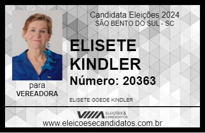 Candidato ELISETE KINDLER 2024 - SÃO BENTO DO SUL - Eleições