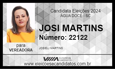 Candidato JOSI MARTINS 2024 - ÁGUA DOCE - Eleições