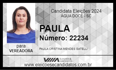 Candidato PAULA 2024 - ÁGUA DOCE - Eleições