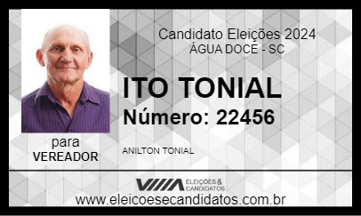 Candidato ITO TONIAL 2024 - ÁGUA DOCE - Eleições