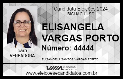 Candidato ELISANGELA VARGAS PORTO 2024 - BIGUAÇU - Eleições