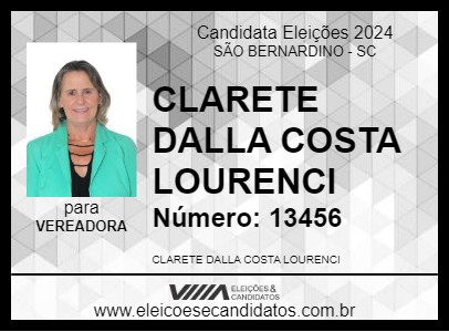 Candidato CLARETE DALLA COSTA LOURENCI 2024 - SÃO BERNARDINO - Eleições