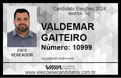 Candidato VALDEMAR GAITEIRO 2024 - MAFRA - Eleições