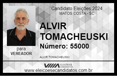 Candidato ALVIR TOMACHEUSKI 2024 - MATOS COSTA - Eleições