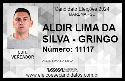 Candidato ALDIR LIMA (GRINGO) 2024 - MAREMA - Eleições