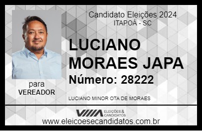 Candidato LUCIANO MORAES JAPA 2024 - ITAPOÁ - Eleições