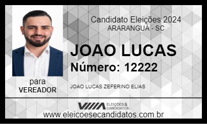 Candidato JOAO LUCAS 2024 - ARARANGUÁ - Eleições