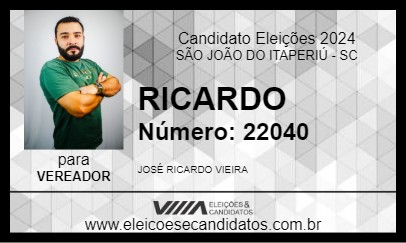 Candidato RICARDO 2024 - SÃO JOÃO DO ITAPERIÚ - Eleições