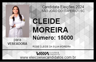 Candidato CLEIDE MOREIRA 2024 - SÃO JOÃO DO ITAPERIÚ - Eleições