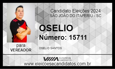 Candidato OSELIO 2024 - SÃO JOÃO DO ITAPERIÚ - Eleições