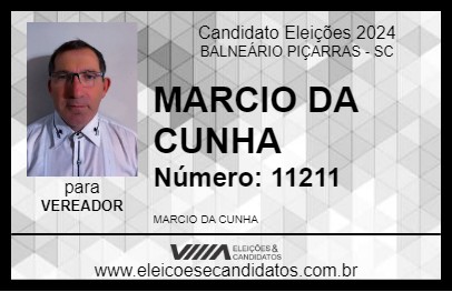 Candidato MARCIO DA CUNHA 2024 - BALNEÁRIO PIÇARRAS - Eleições