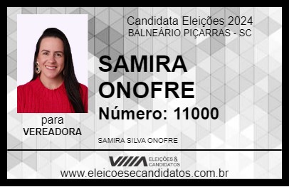 Candidato SAMIRA ONOFRE 2024 - BALNEÁRIO PIÇARRAS - Eleições