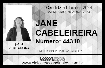 Candidato JANE CABELEIREIRA 2024 - BALNEÁRIO PIÇARRAS - Eleições