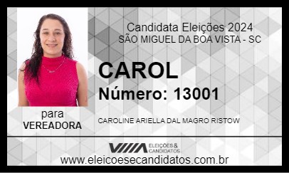 Candidato CAROL 2024 - SÃO MIGUEL DA BOA VISTA - Eleições