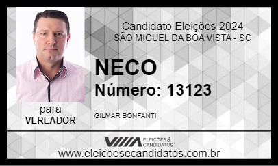 Candidato NECO 2024 - SÃO MIGUEL DA BOA VISTA - Eleições