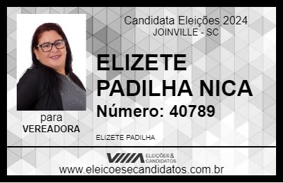 Candidato ELIZETE PADILHA  NICA 2024 - JOINVILLE - Eleições