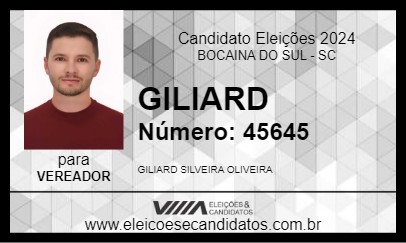 Candidato GILIARD 2024 - BOCAINA DO SUL - Eleições