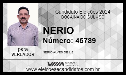 Candidato NERIO 2024 - BOCAINA DO SUL - Eleições