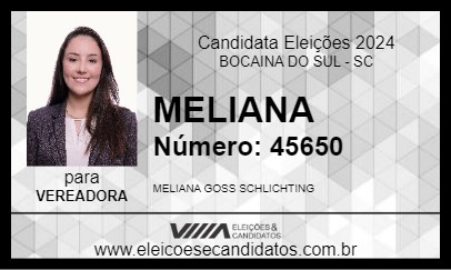 Candidato MELIANA 2024 - BOCAINA DO SUL - Eleições