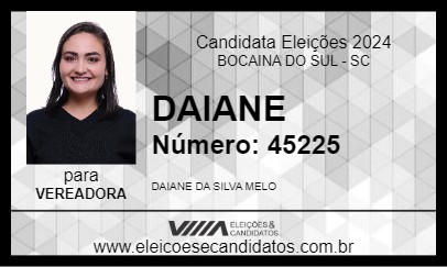 Candidato DAIANE 2024 - BOCAINA DO SUL - Eleições