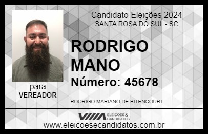 Candidato RODRIGO MANO 2024 - SANTA ROSA DO SUL - Eleições