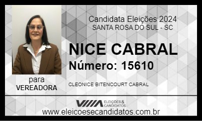 Candidato NICE CABRAL 2024 - SANTA ROSA DO SUL - Eleições