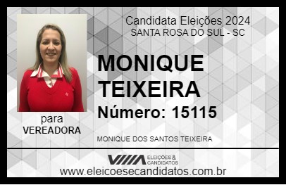 Candidato MONIQUE TEIXEIRA 2024 - SANTA ROSA DO SUL - Eleições