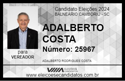 Candidato ADALBERTO COSTA 2024 - BALNEÁRIO CAMBORIÚ - Eleições