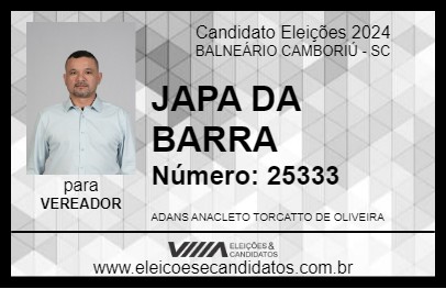 Candidato JAPA DA BARRA 2024 - BALNEÁRIO CAMBORIÚ - Eleições