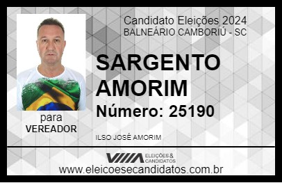 Candidato SARGENTO AMORIM 2024 - BALNEÁRIO CAMBORIÚ - Eleições