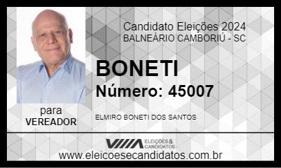 Candidato BONETI 2024 - BALNEÁRIO CAMBORIÚ - Eleições