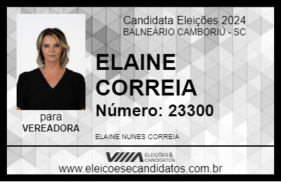 Candidato ELAINE CORREIA 2024 - BALNEÁRIO CAMBORIÚ - Eleições