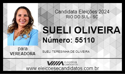 Candidato SUELI OLIVEIRA 2024 - RIO DO SUL - Eleições