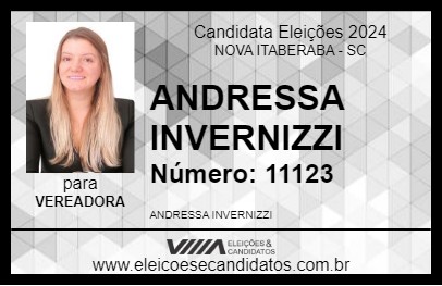 Candidato ANDRESSA INVERNIZZI 2024 - NOVA ITABERABA - Eleições