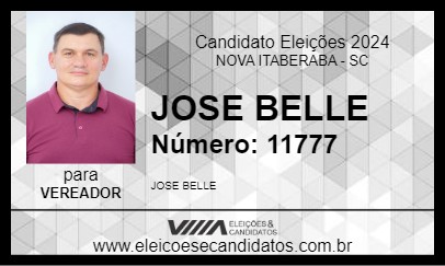 Candidato JOSE BELLE 2024 - NOVA ITABERABA - Eleições