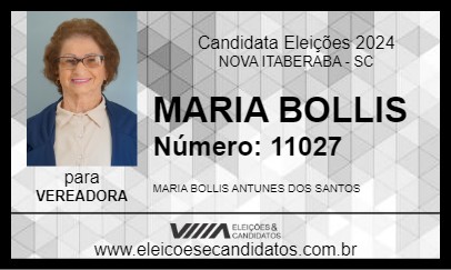 Candidato MARIA BOLLIS 2024 - NOVA ITABERABA - Eleições