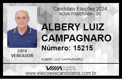 Candidato ALBERY LUIZ CAMPAGNARO 2024 - NOVA ITABERABA - Eleições