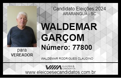 Candidato WALDEMAR GARÇOM 2024 - ARARANGUÁ - Eleições