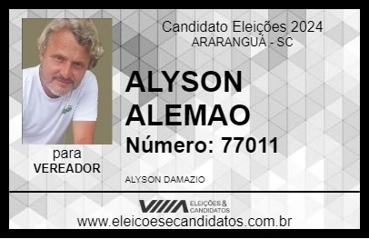 Candidato ALYSON ALEMAO 2024 - ARARANGUÁ - Eleições